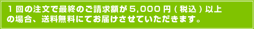 1会の注文で最終のご請求額が5,000円(税込)以上の場合、送料無料にてお届けさせていただきます。